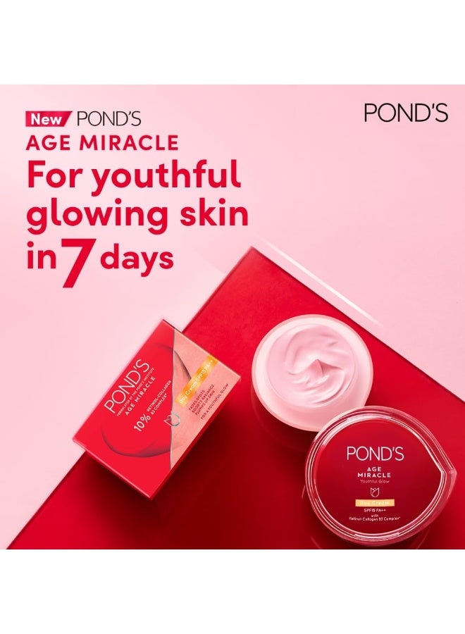 بوندز كريم بوندز إيج ميراكل النهاري لإشراقة الشباب مع عامل حماية من الشمس SPF 15 PA++، كريم مضاد للشيخوخة، يحتوي على 10% من مركب الريتينول والكولاجين وفيتامين B3، يقلل الخطوط الدقيقة ويحارب ترهل الجلد، 50 غرام (عبوة من قطعتين). - Image 2